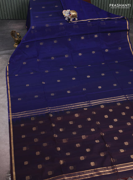 Wine & Blue Kora Silk Cotton Saree