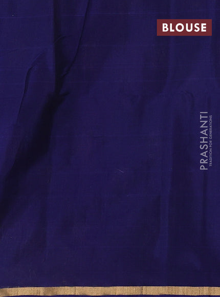 Wine & Blue Kora Silk Cotton Saree