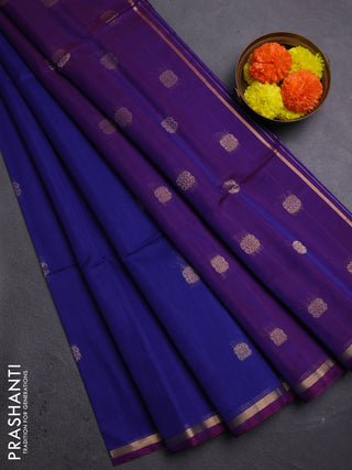 Blue & Purple Kora Silk Cotton Saree