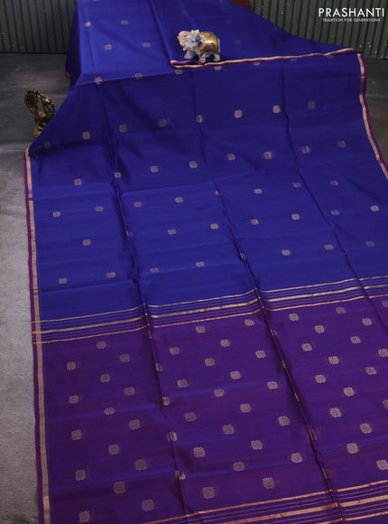 Blue & Purple Kora Silk Cotton Saree