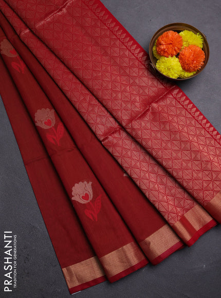 Rust & Red Kora Silk Cotton Saree