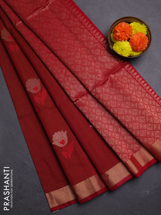 Rust & Red Kora Silk Cotton Saree