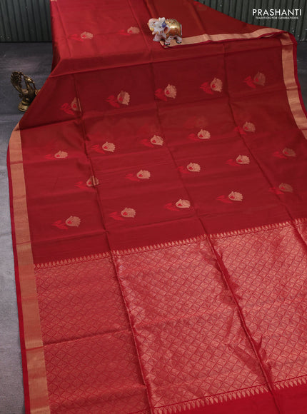 Rust & Red Kora Silk Cotton Saree