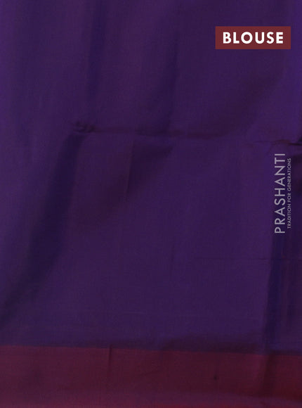 Peacock Green & Purple Kora Silk Cotton Saree