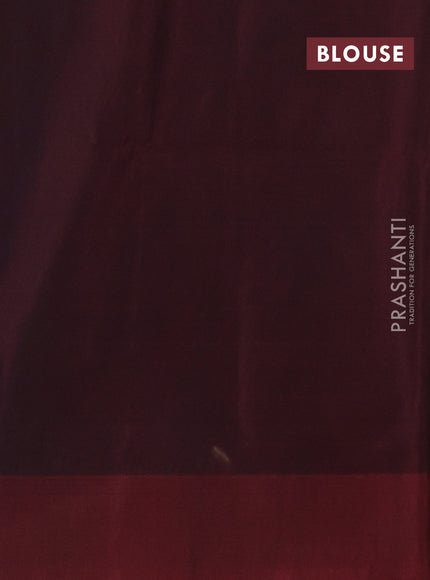 Navy Blue & Maroon Kora Silk Cotton Saree
