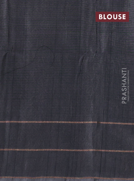 Peacock Green & Grey Kora Silk Cotton Saree