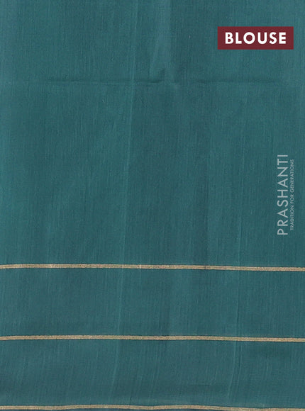 Teal Blue & Teal Kora Silk Cotton Saree