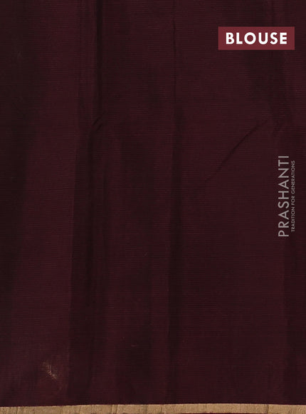 Brown & Maroon Kora Silk Cotton Saree