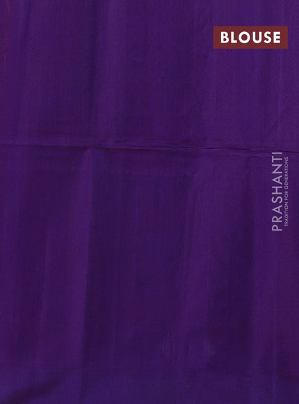 Peacock Blue & Purple Kora Silk Cotton Saree