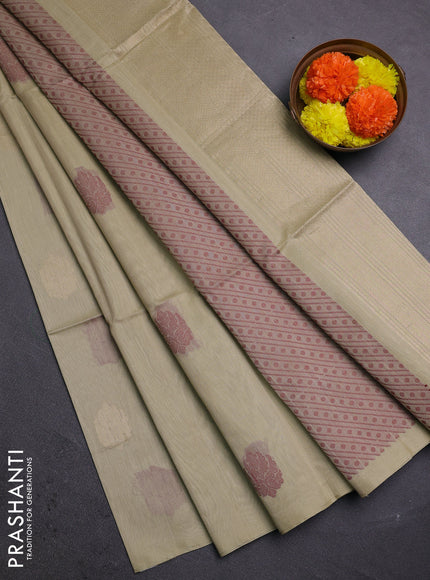 Beige Kora Silk Cotton Saree