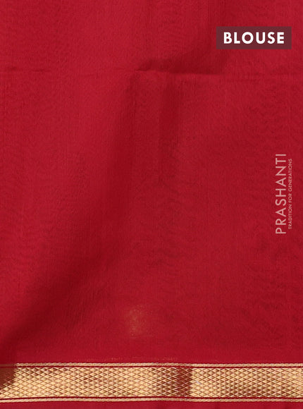Sap Green & Maroon Kora Silk Cotton Saree