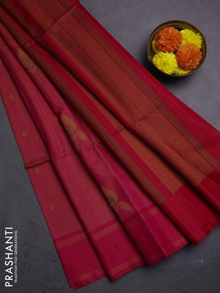 Sunet Orange & Pink Kora Silk Cotton Saree