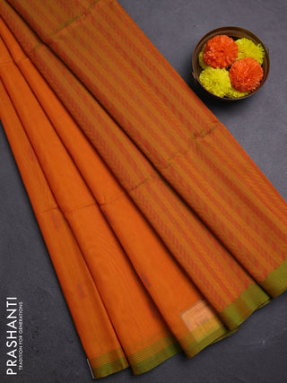 Mango Yellow & Green Kora Silk Cotton Saree