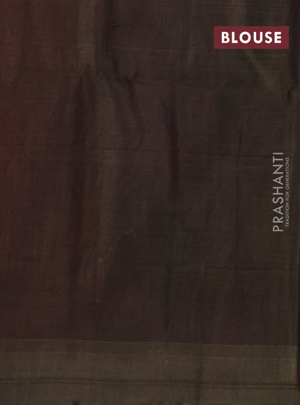 Maroon & Chiku  Kora Silk Cotton Saree