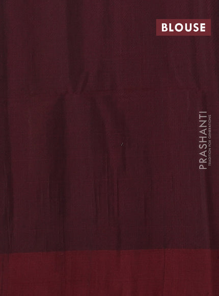 Green & Maroon Kora Silk Cotton Saree