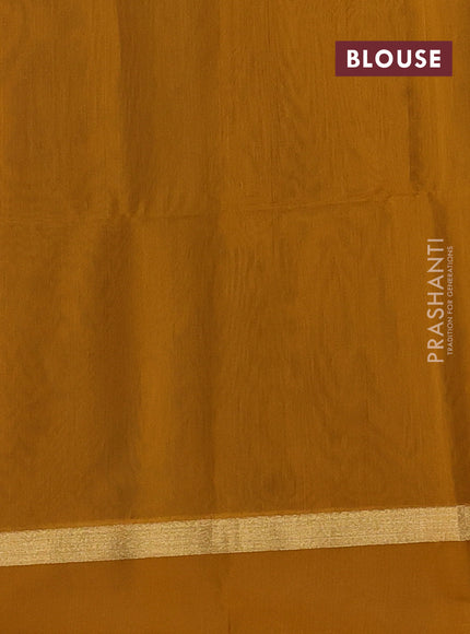 Green & Mustard Kora Silk Cotton Saree