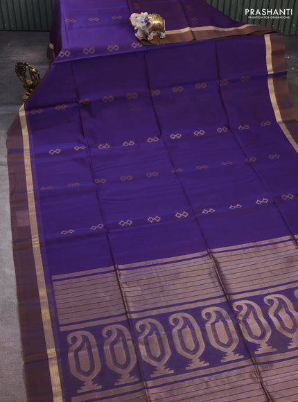 Purple & Mustard Kora Silk Cotton Saree