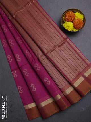 Pink & Mustard Kora Silk Cotton Saree