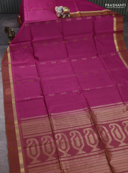 Pink & Mustard Kora Silk Cotton Saree
