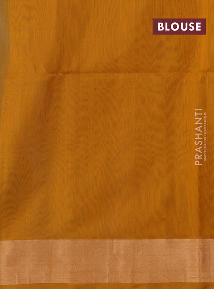 Teal Green & Mustard Kora Silk Cotton Saree