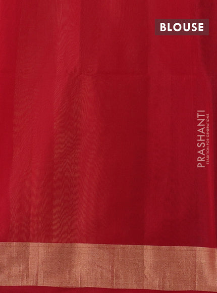 Sandal & Red Kora Silk Cotton Saree