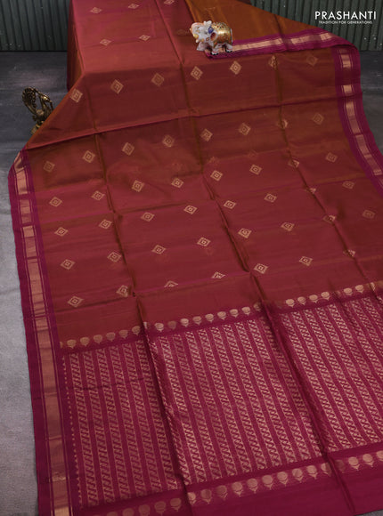 Rust & Wine Kora Silk Cotton Saree