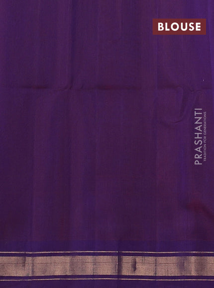 Blue & Wine Kora Silk Cotton Saree