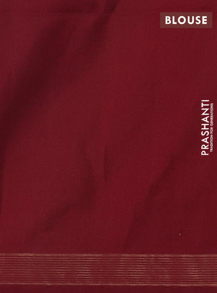 Green & Maroon Kora Silk Cotton Saree