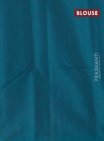 Maroon & Teal Green Kora Silk Cotton Saree