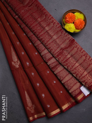 Rust & Maroon Kora Silk Cotton Saree