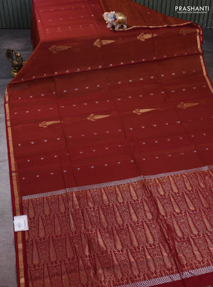 Rust & Maroon Kora Silk Cotton Saree