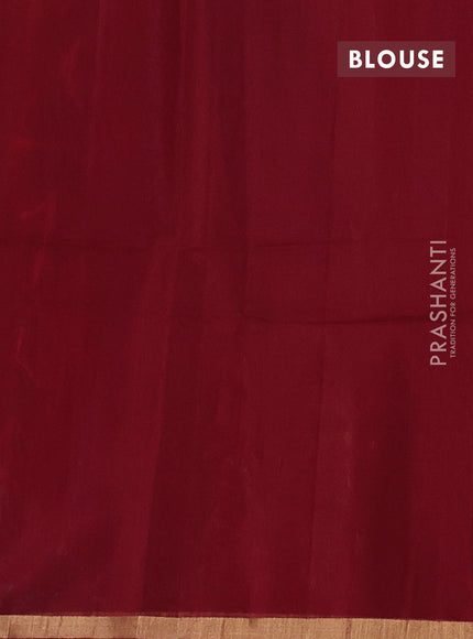 Rust & Maroon Kora Silk Cotton Saree
