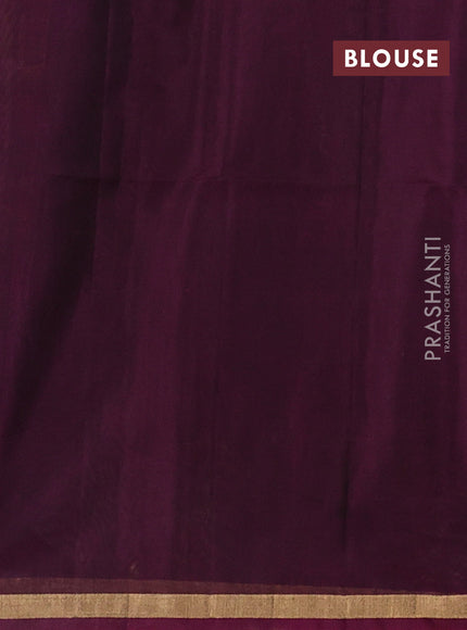 Peacock Green & Purple Kora Silk Cotton Saree