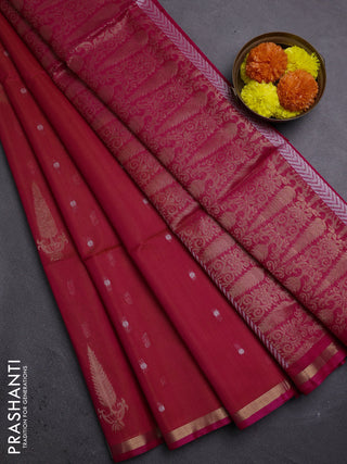 Orange & Pink Kora Silk Cotton Saree