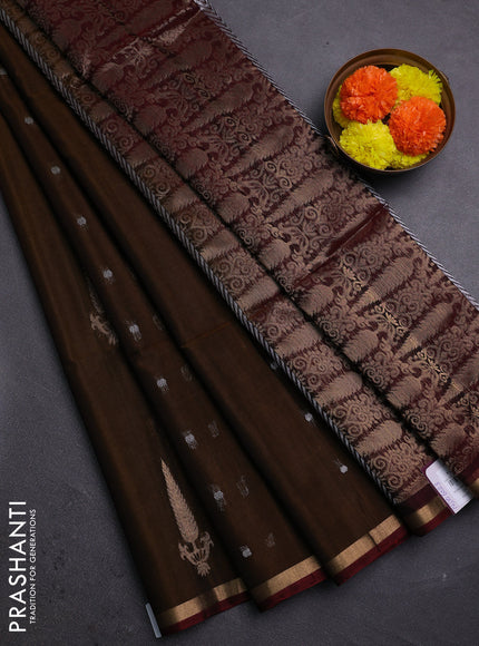 Rust & Maroon Kora Silk Cotton Saree