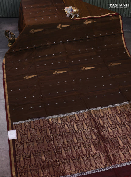 Rust & Maroon Kora Silk Cotton Saree