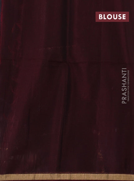 Peacock Blue & Maroon Kora Silk Cotton Saree