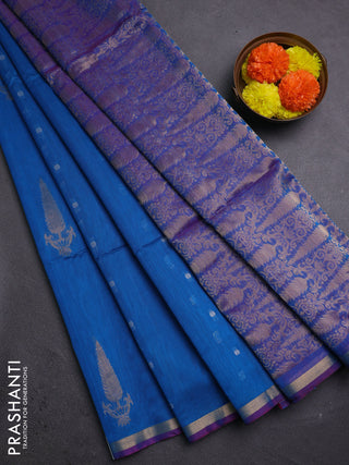 Cs Blue & Purple Kora Silk Cotton Saree