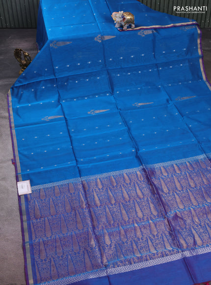 Cs Blue & Purple Kora Silk Cotton Saree