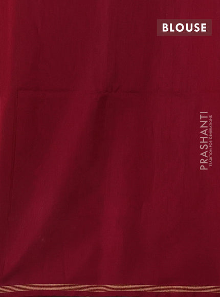 Olive Green & Maroon Kora Silk Cotton Saree