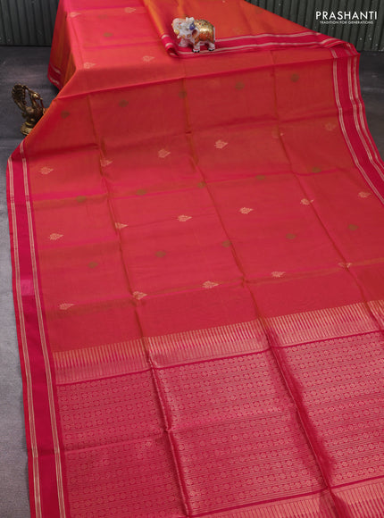 Mustard & Pink Kora Silk Cotton Saree