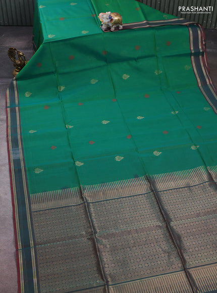 Green & Peacock Green Kora Silk Cotton Saree