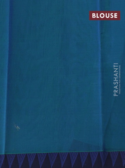 Peacock Blue & Blue Kora Silk Cotton Saree