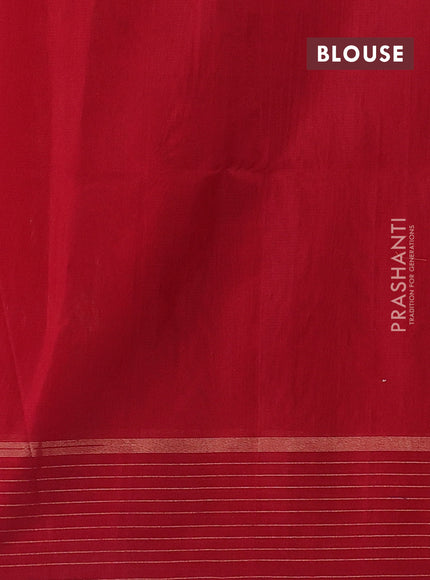 Green & Maroon Kora Silk Cotton Saree