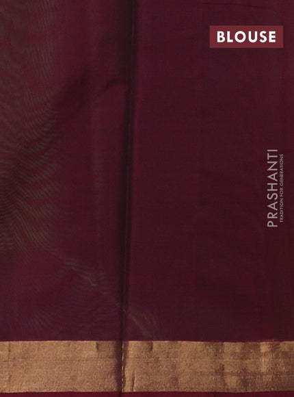 Green & Maroon Kora Silk Cotton Saree