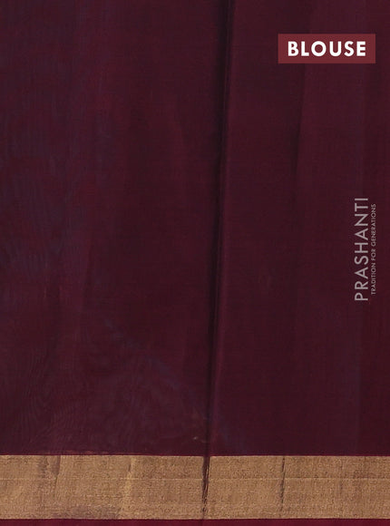 Peacock Green & Maroon Kora Silk Cotton Saree