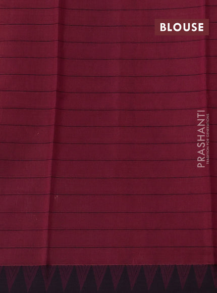 Wine & Black Kora Silk Cotton Saree