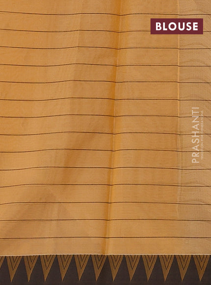 Pale Orange & Black Kora Silk Cotton Saree