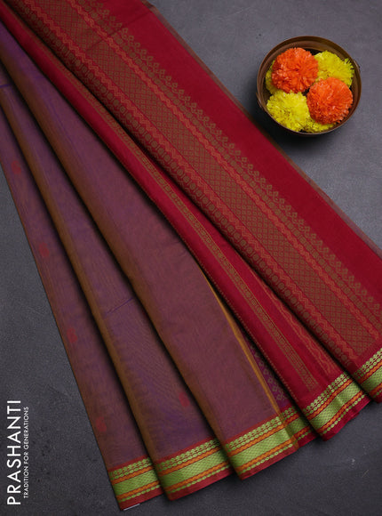 Purple & Maroon Kora Silk Cotton Saree