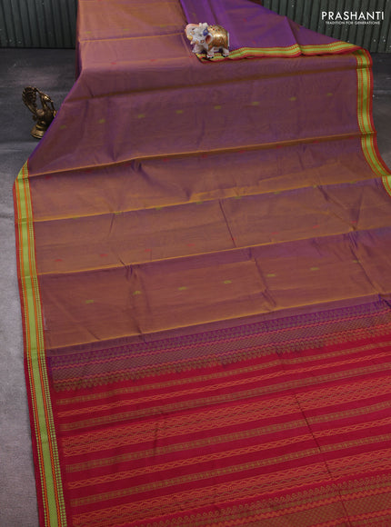 Purple & Maroon Kora Silk Cotton Saree